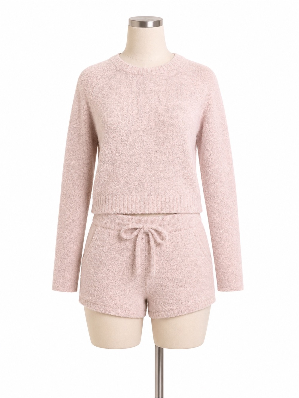Members Mark Luxury Blush Pink Cozy Lounge Set Size Small Sweater & Shorts Set